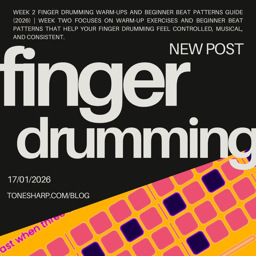 ToneSharpMusic's tweet photo. Finger drumming feels messy not because of talent, but because hands aren’t prepared.
Week 2 of my free guide covers real warm-ups + first beat patterns.
Read here: https://t.co/mUDaNgeDGo

#fingerdrumming #beatmaking https://t.co/nvqfXrv4xi