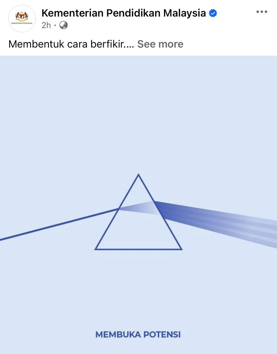 1Obefiend's tweet image. Light entering prism and only producing same colored light is frightening for the future of Malaysian education system.