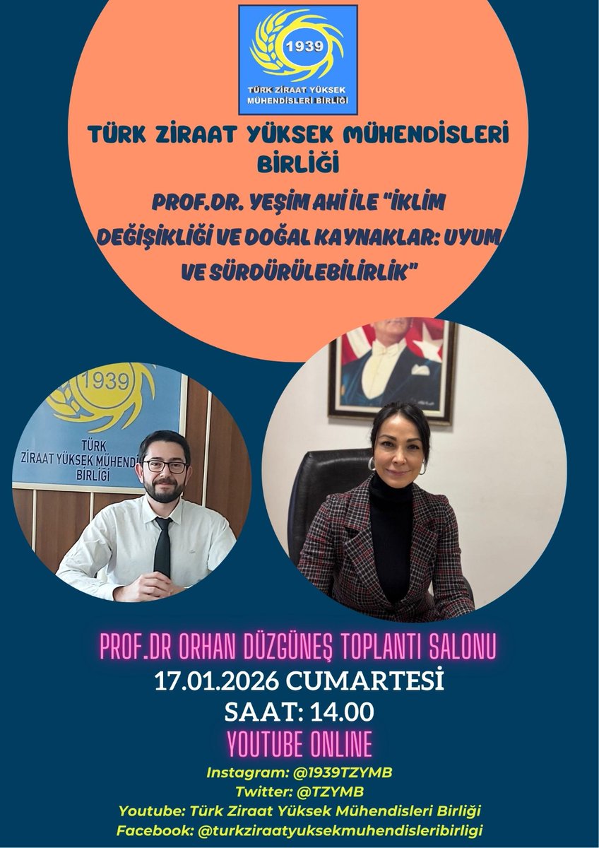 TZYMB's tweet photo. Bugün öğleden sonra Türkiye'nin gelecekteki en büyük problemi masaya yatırılıyor. Hepiniz davetlisiniz. #iklim #tarım #su https://t.co/3rg0Fejq35