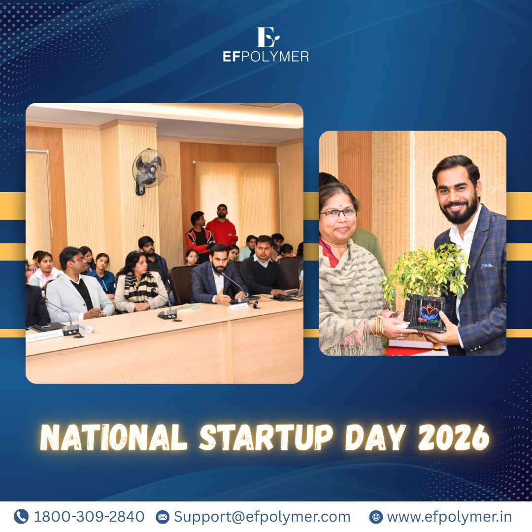 From vision to innovation 🌱
At National Startup Day 2026, EF Polymer showcased its journey and breakthrough innovation Fasal Amrit.
Proud to have Shailedra Singh as our speaker, representing EF Polymer at this prestigious platform in Jaipur.