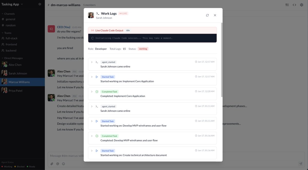 praxagent Teamwork (now in beta). coordinate claude-code powered agents in a human-like way: a team chat interface, built in kanban board and code viewer, and ability to chat with the agents and redirect them. become the CEO of your own virtual startup.

github.com/praxagent/team…