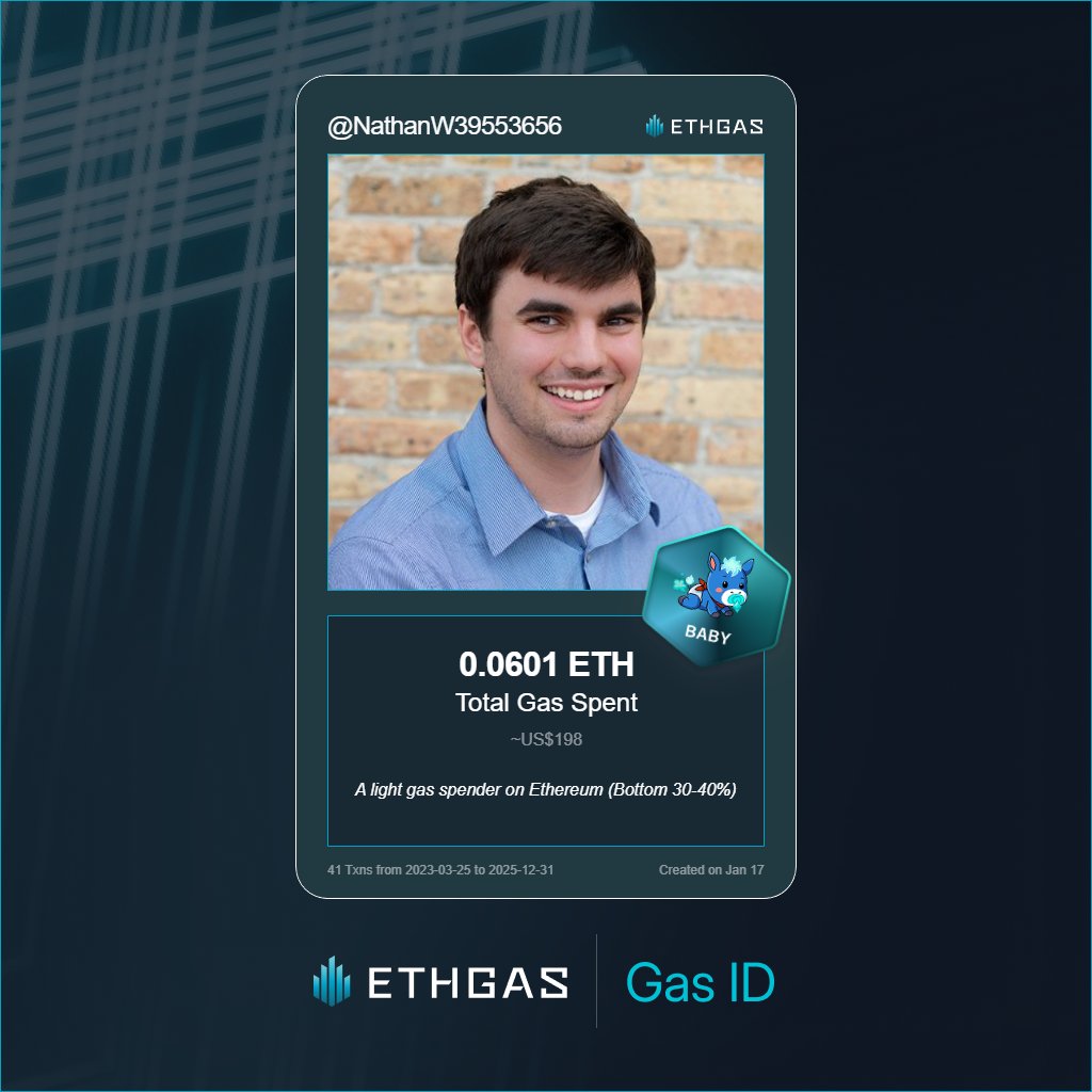 Just unlocked my Gas ID via ETHGas 🪪

I'm a Baby Jack with 0.0601 ETH spent on gas since Beacon Chain - now fueling my climb to the Gasless Future and earned 16 Beans already. 

Reveal yours at ethgas.com/community/gas-…