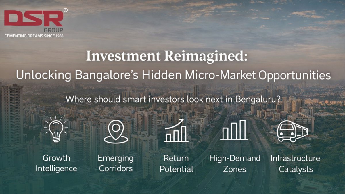 DSRInfra's tweet image. Hidden gems in #Bangalore real estate are waiting for smart investors! 
At DSR Group, we analyse micro-markets to deliver long-term growth &amp;amp; rental potential.
Read more: dsrgroups.blogspot.com/2026/01/dsr-gr…

#DSRGroup #MicroMarkets #SmartInvesting #FutureReadyHomes