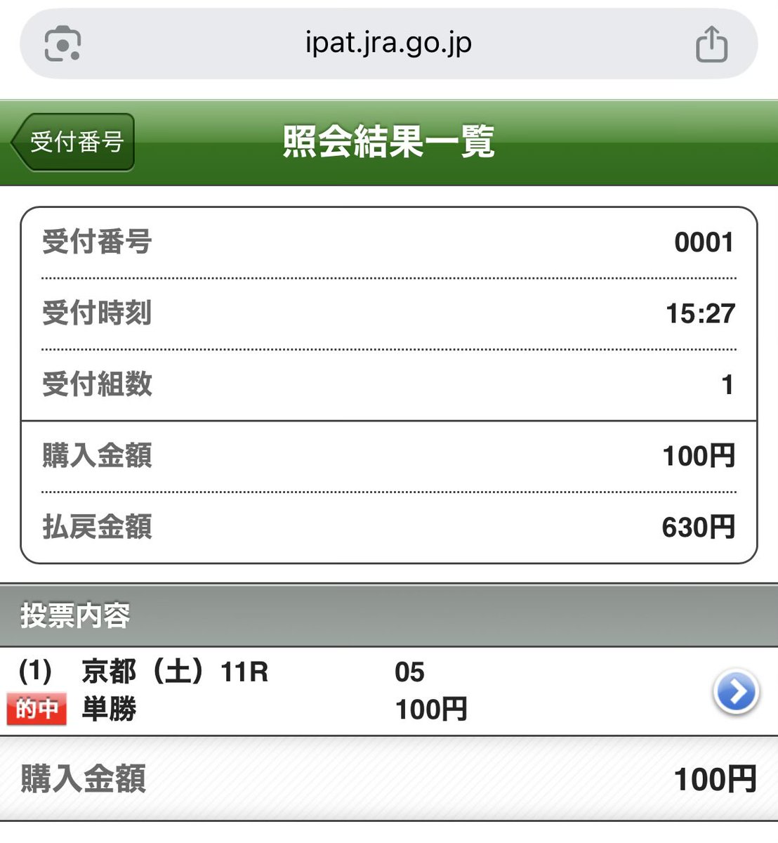 なんとなく馬柱みて30秒で100円遊んでみたら頑張ってくれた