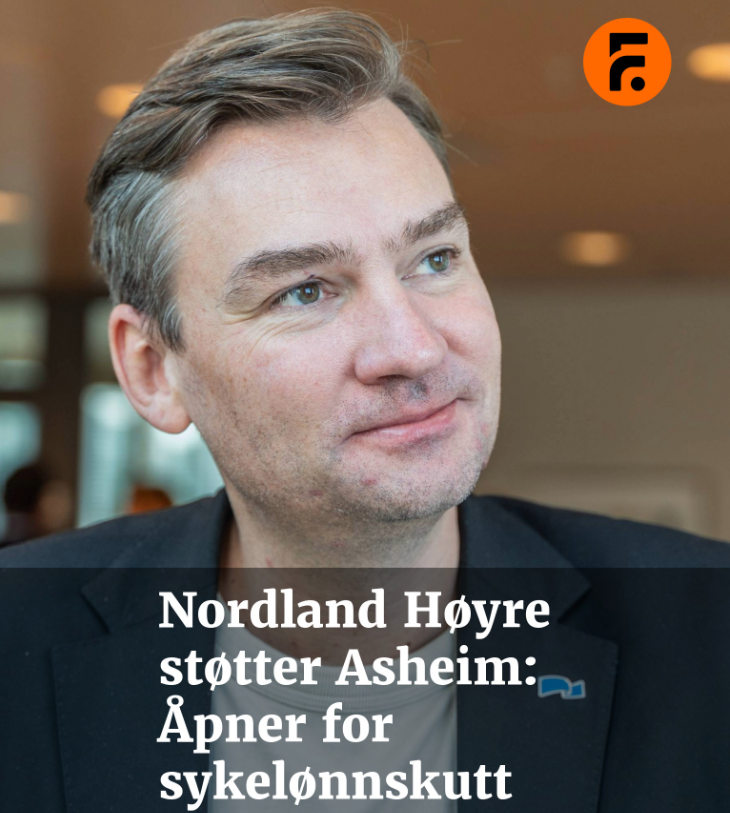 No har maska som Høgre tok på seg i valkampen løsna. Nei til ei svekking av sjukelønnsordninga!