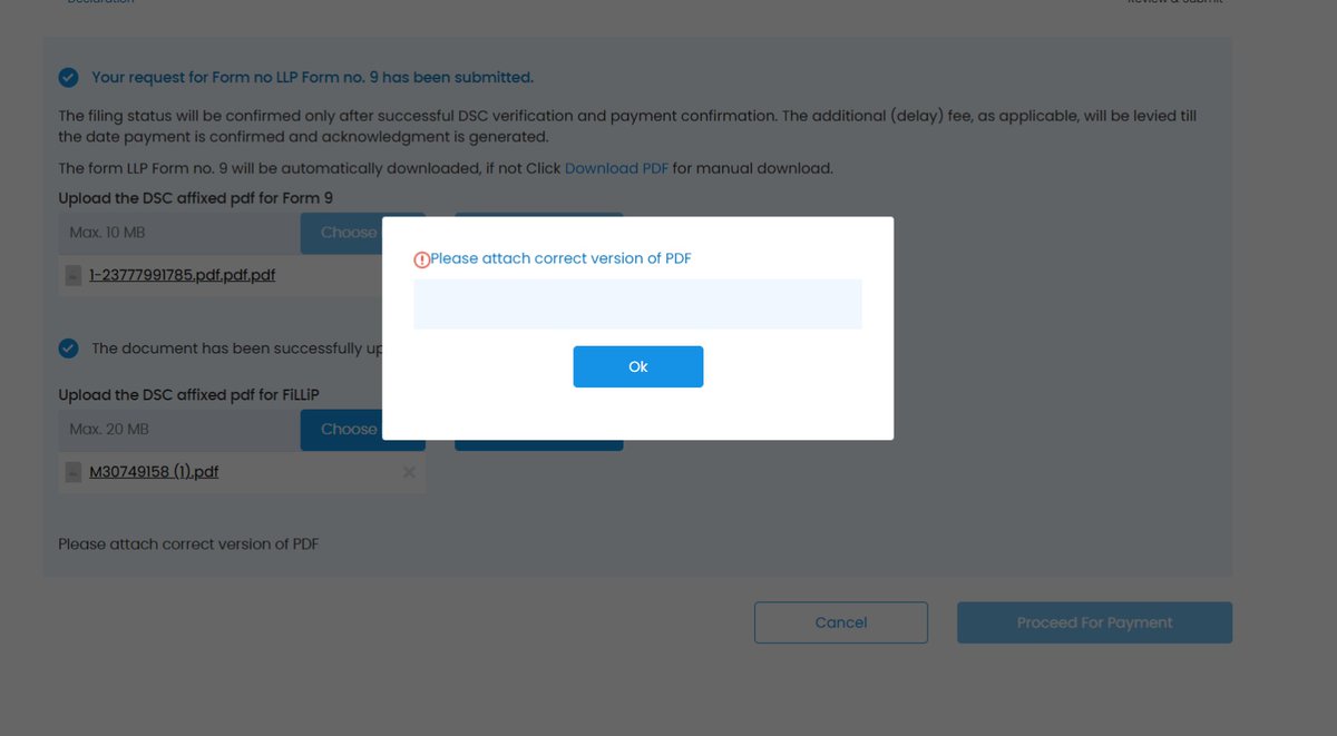 csstart_up's tweet photo. @MCA21India
@HelpdeskMCA21V3

Dear MCA, we have edited and submitted multiple times filip forms and raised ticket in this regard. 

But same error showing while uploading the forms. 😞 https://t.co/roQilpOpV6
