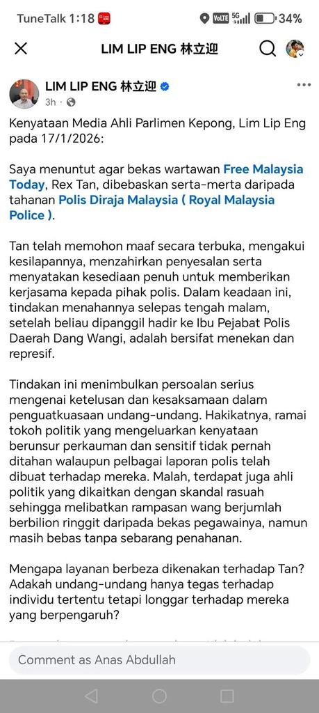 Ada DAP ni memang rosak negara. 

Benda salah, kena mengaku salah. 

Biar Polis buat siasatan. 

Bebas atau tidak itu kuasa pihak berkuasa.
threads.com/@nazzz_a93/pos…