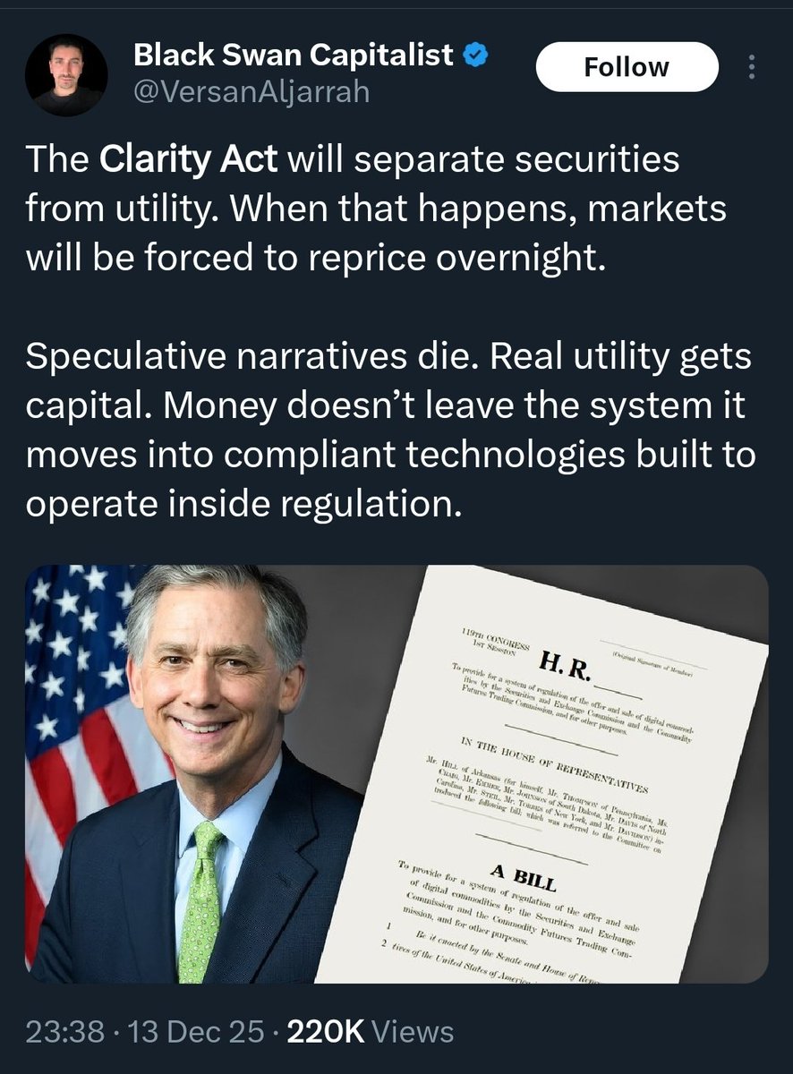 Utility no need Clarity Act. Ulitily will win. $XRP reprice⁉️