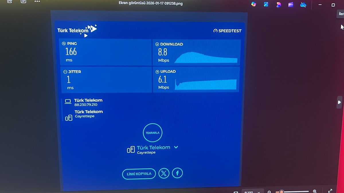 iamsecko's tweet photo. @TTDestek Bu ne arkadaşlar? 200 metre mesafede oturan kuzenim fiber internet kullanabiliyorken ben kullanamıyorum. 50mbps tarifemde şu hızı kullanıyorum. Şuna bir destek olun artık. Fiber internete geçmek istiyorum ve geçene kadar da hız sorunumun çözülmesini istiyorum. https://t.co/RsE5tXE7NH