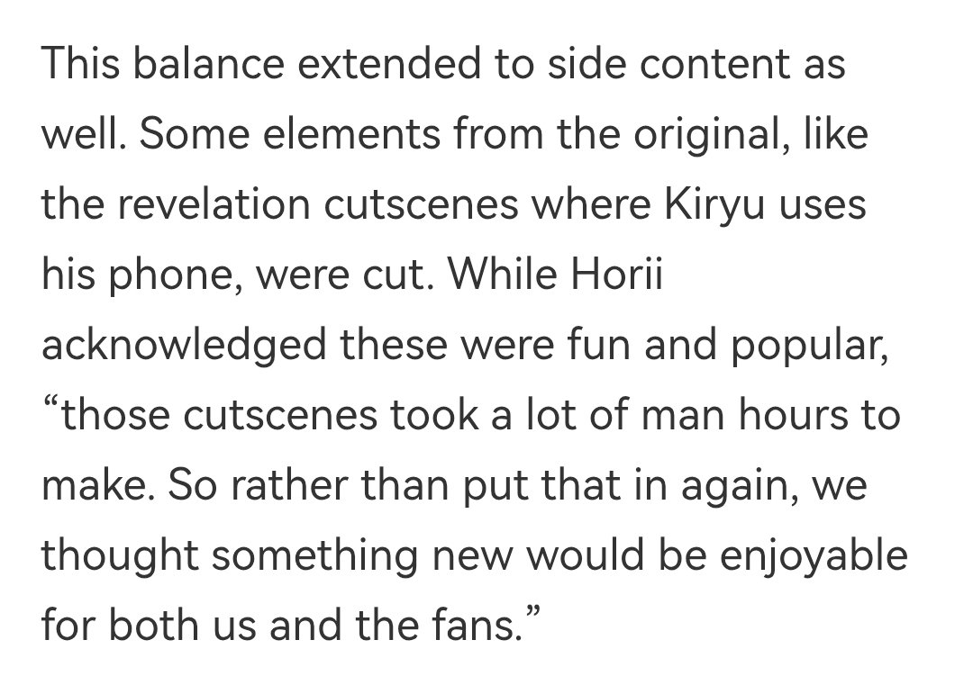 Dreamboum's tweet image. RGG Studios cut the Revelation cutscenes out of the Kiwami 3 remake because it would be too much work to remake.