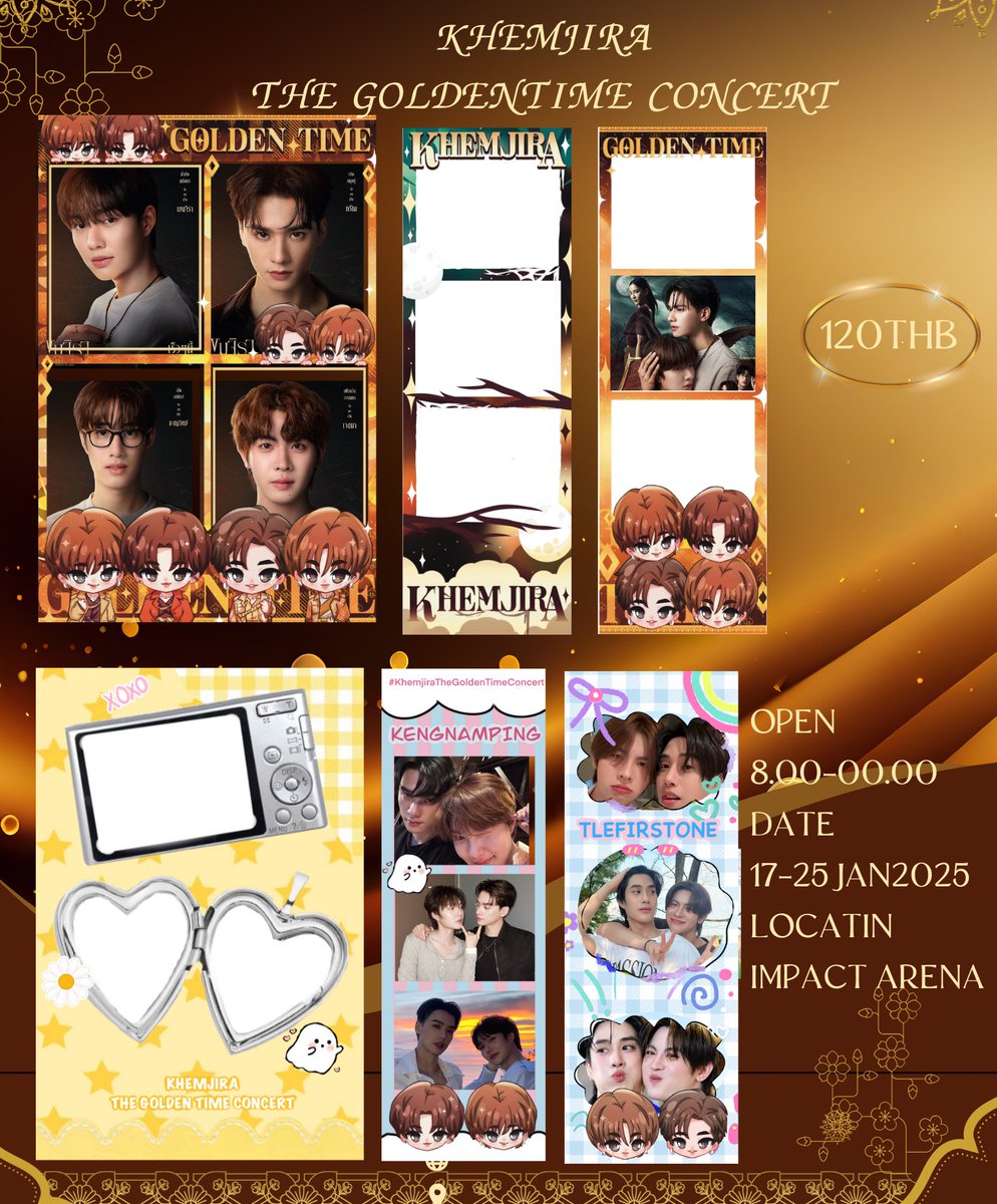 ~Pls retweet 🥺
📸  Photobooth Project <a href="/zoozoonarak007/">ZUZUKOPHOTOBOX</a> 
#KhemjiraTheGoldenTimeConcert 
 
เทมเพลตออกแบบพิเศษมาถ่ายกันได้นะคะ

📍Between impact Arena and impact hall 5  
🕒 8. 00- 00.00
📅  17-25 JAN 2026
120THB 

#เขมจิราที่อิมแพค #เขมจิราคอนเสิร์ต #เขมจิราต้องรอด #khemjira