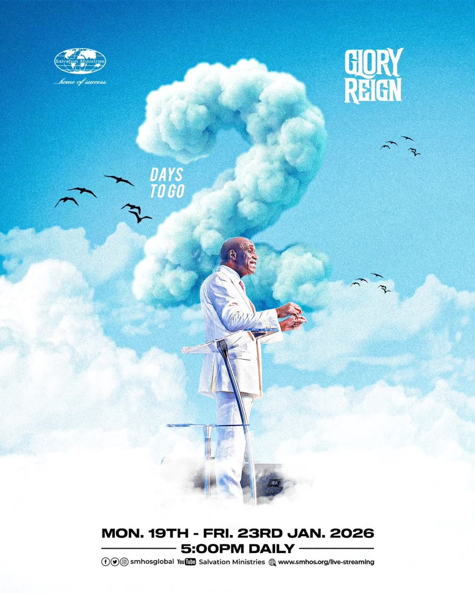 smhosglobal's tweet image. Every great move begins with a moment set by God.

A moment that lifts vision, renews strength, and aligns
hearts with heaven’s agenda.

Mon. 19th – Fri. 23rd Jan. 2026 | 5:00 PM Daily. 

Stay ready.
The moment is almost here.

 #GR26