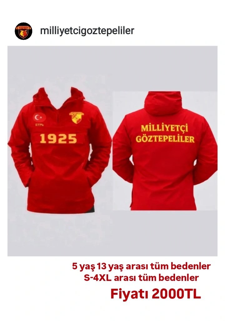 Beklenen ve istenen efsane ürün yolda...
Bondic kumaş
Su Geçirmez
İçi Peluş
Komple Nakış (Yazı ve karakterlerin hepsi) 
Boyundan göğüse Yarım Fermuarlı
Cepler Fermuarlı, Şapkalı 
Ürün sınırlı sayıda yaptırılacaktır. Ekstra olmayacaktır. 23 OCAK Liste kapatılacaktır...