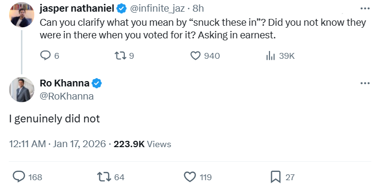 zei_squirrel's tweet image. UPDATE: Ro Khanna has responded to why he voted for AIPAC's bill that ensures the ongoing genocidal mass murder, starvation, beheading, burning alive and rape of Palestinian babies, toddlers, children, girls, boys, women and men will continue at full pace:

"I didn't read it"