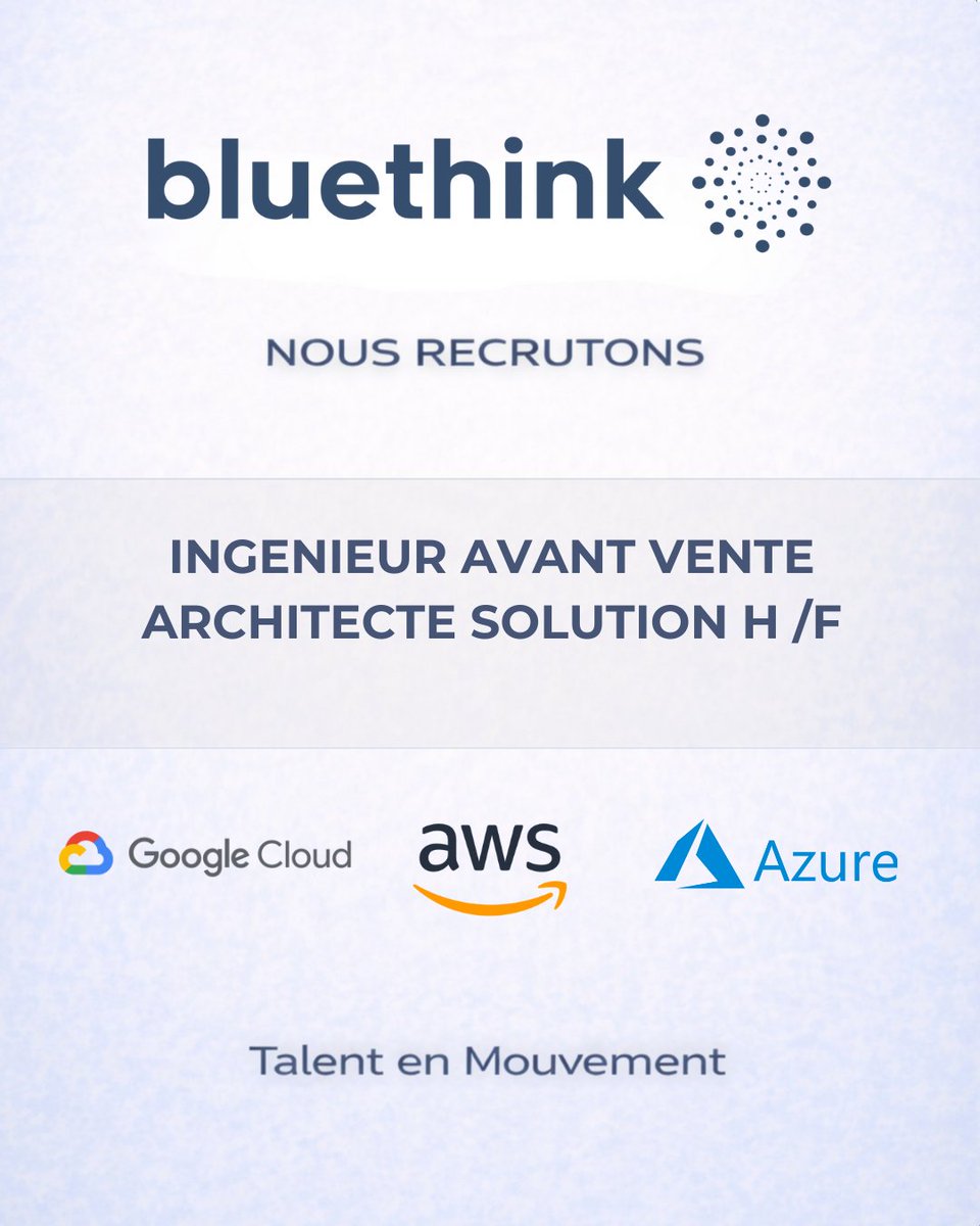 bluethinkFR's tweet photo. Nous recrutons un Ingénieur Avant Vente / Architecte Solution (Cloud, IA, Cybersécurité, Serveurs) à Marseille. 
Cycles 3 à 9 mois, design d’infrastructures cloud, contexte marchés publics. 

https://t.co/le0mVPOgxk 

#recrutement #bluethink #emploi #cloud #cybersecurite https://t.co/jk7CgMmDvq