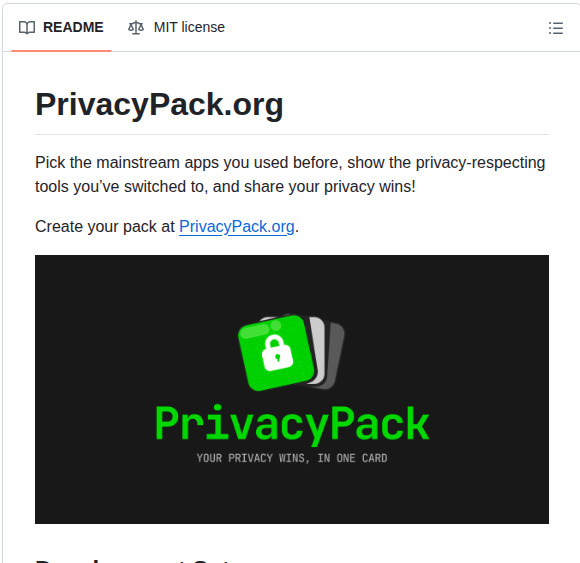 tom_doerr's tweet photo. Generates cards showing privacy tools used instead of mainstream apps

https://t.co/2N1TsInlgG https://t.co/23q8sVjwG0
