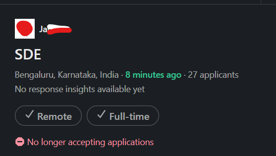 Blinked once and the job market said “nah bro” 😭

8 minutes. 27 applicants. Closed.