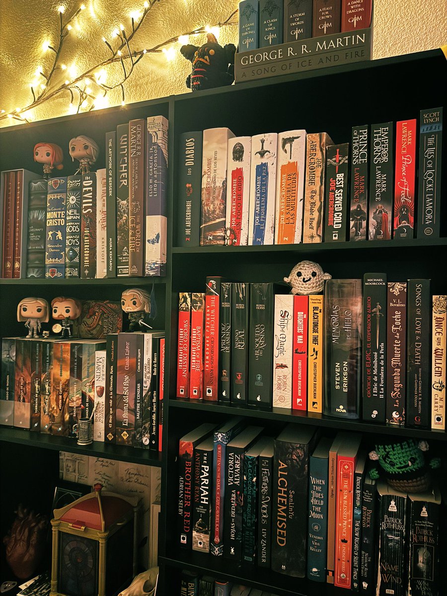 Buenos días, grimdarkeros ⚔️🩸

Aquí me tenéis frente a los muchos mundos de mi librería, pensando en pasarme por el forro la lista de lectura que hice para Enero/Febrero 📚✊🏻

Ahora que he terminado La Canción de Aquiles toca escoger otro y no me apetece el que tenía apuntado.