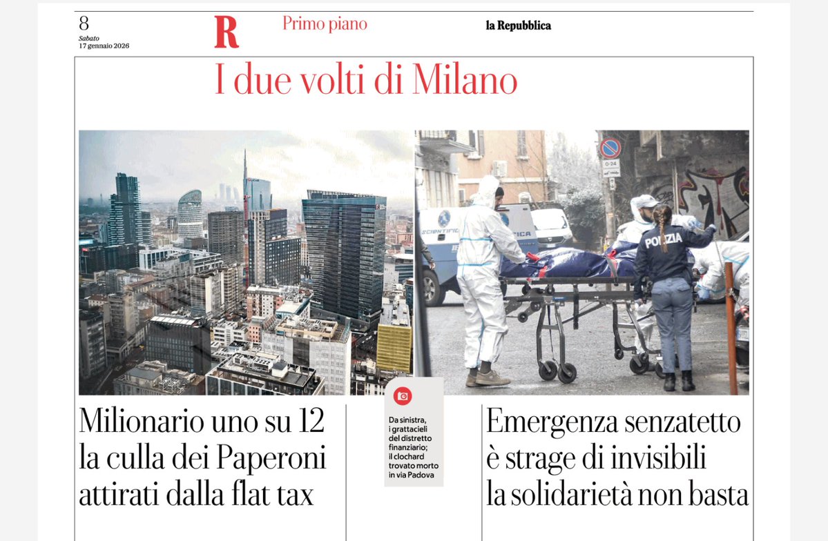 geascanca's tweet image. No, non sono i due volti di Milano, cara ⁦@repubblica⁩. Sono uno conseguenza dell’altro: una città esclusiva, senza redistribuzione, con enorme concentrazione di capitali e ricchezza PROODUCE povertà, discriminazione e ingiustizia.