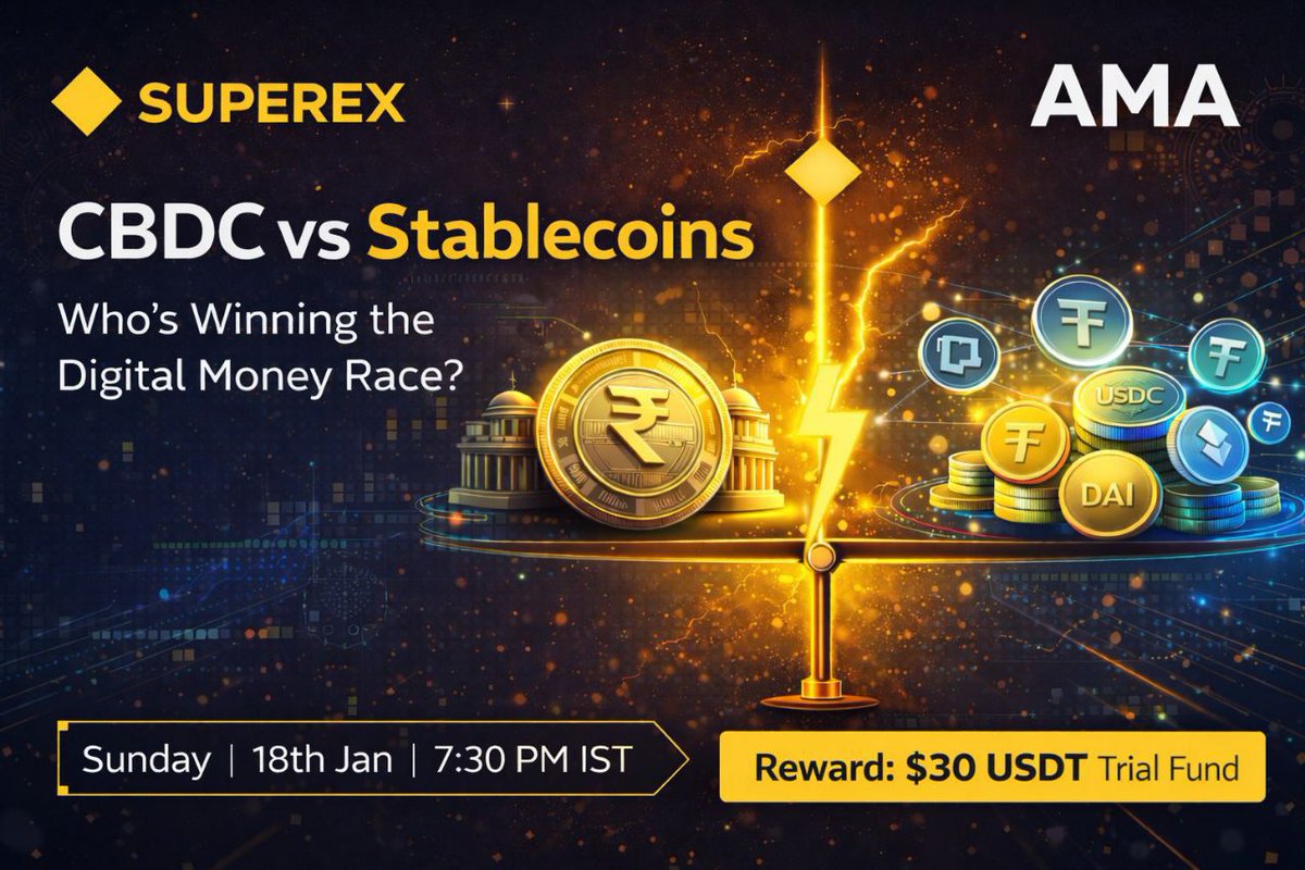 📢 SuperEX AMA Announcement! 🚀

Join us for an exclusive SuperEX AMA session where we’ll dive deep into our topic - CBDC vs Stablecoins.So don't forget to attend this knowledgeable session!!

📅 Date : 18th January (sunday)
🕖 Time: 7:30 PM IST
📍 Where: