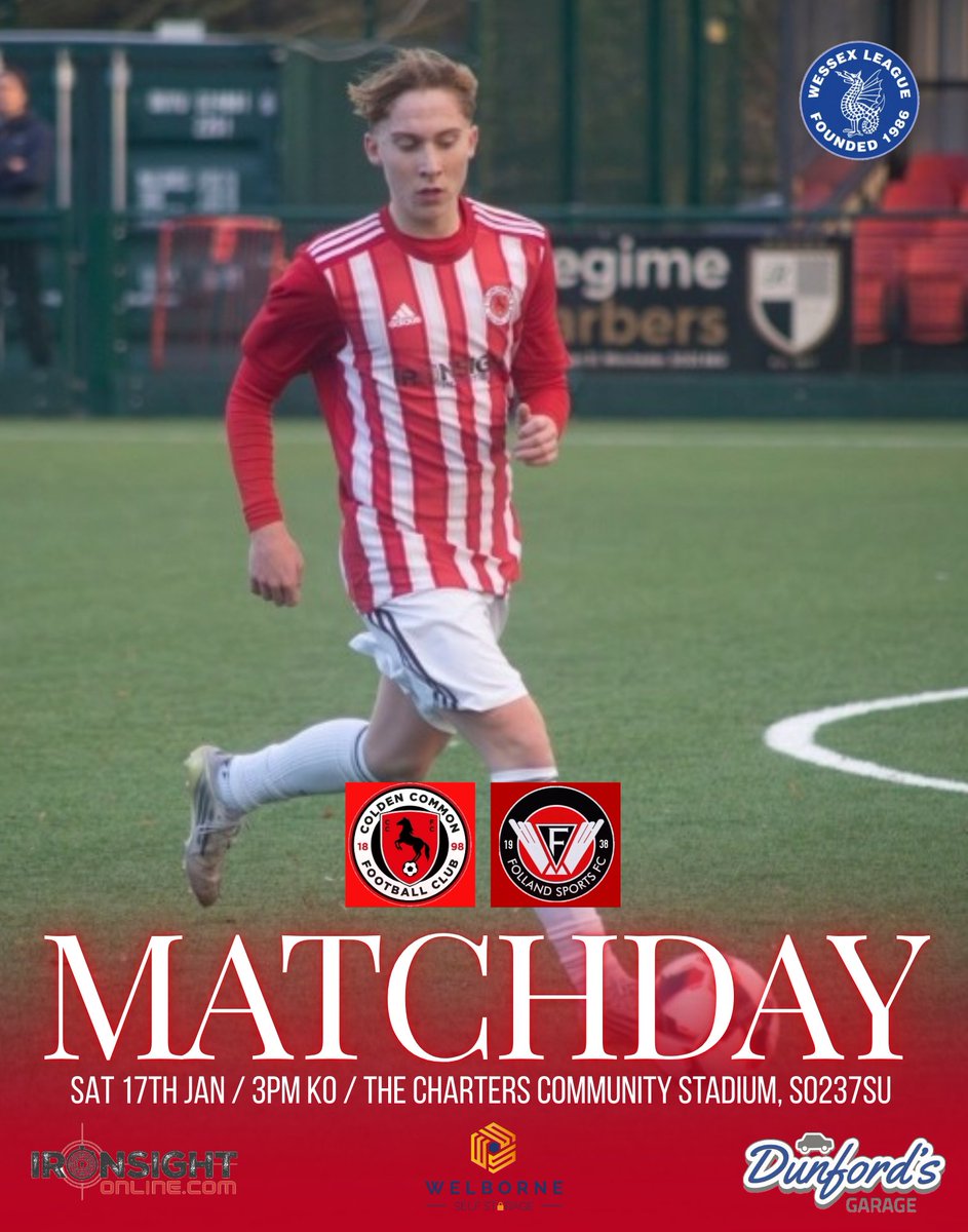 🚨 MATCHDAY🚨 

🆚️ FOLLAND SPORTS
🕒 3pm KO
🏆 Velocity Wessex League
💷 Adults £6 | Concessions £3 | U16s Free
📌 The Charter Community Stadium, SO23 7SU