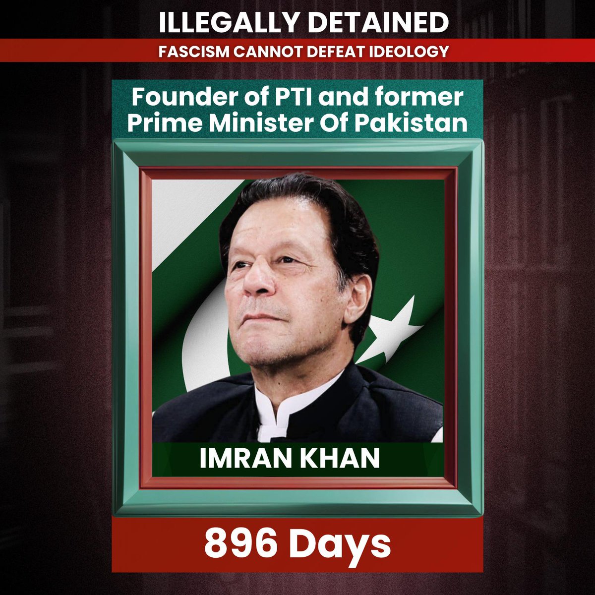 ILLEGALLY DETAINED for 896 days. Fascism can jail a man, but never an idea. Imran Khan's vision lives on stronger than ever!
Restore justice now
#خان_غیرقانونی_قیدتنہائی_میں