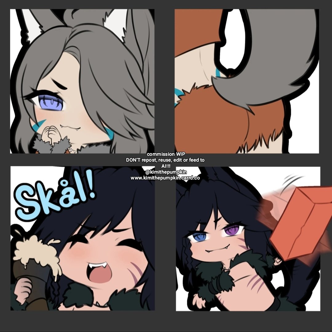 kimithepumpkin's tweet image. Working in lineart and base colors for these adorable emotes for Knife and Fey x3