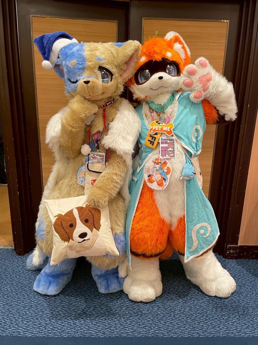 すやぁ〜💤🐈
るぅ君と〜ツーショットしたよ！
#kemocon18
#FursuitEveryday