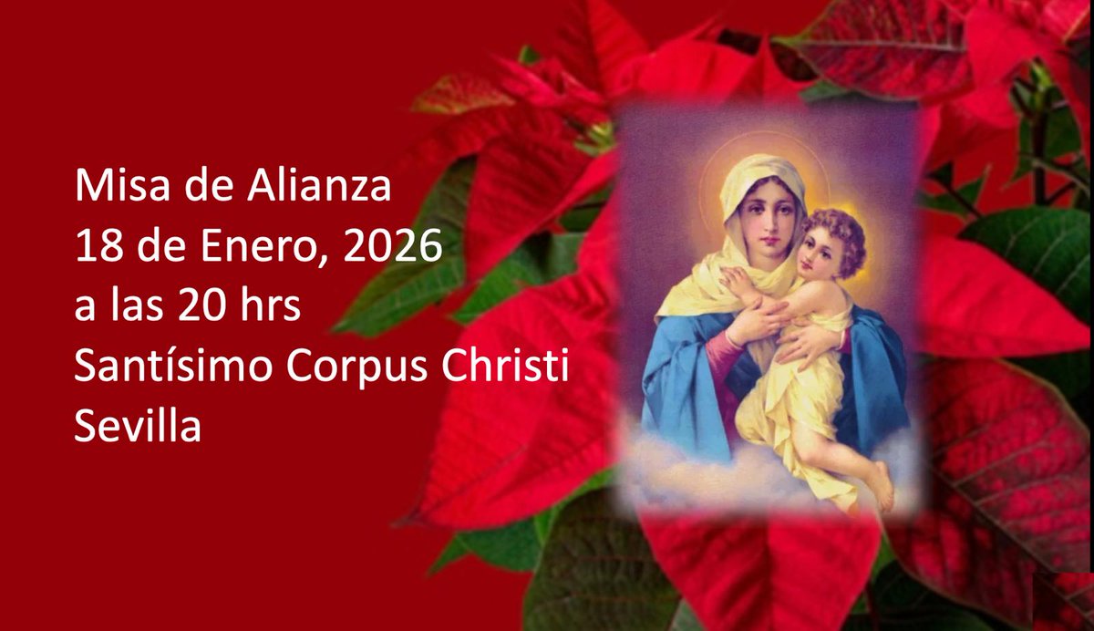 Mañana domingo 18 de enero tendrá lugar la Misa de la Alianza a las 20 hrs. en nuestra Parroquia.