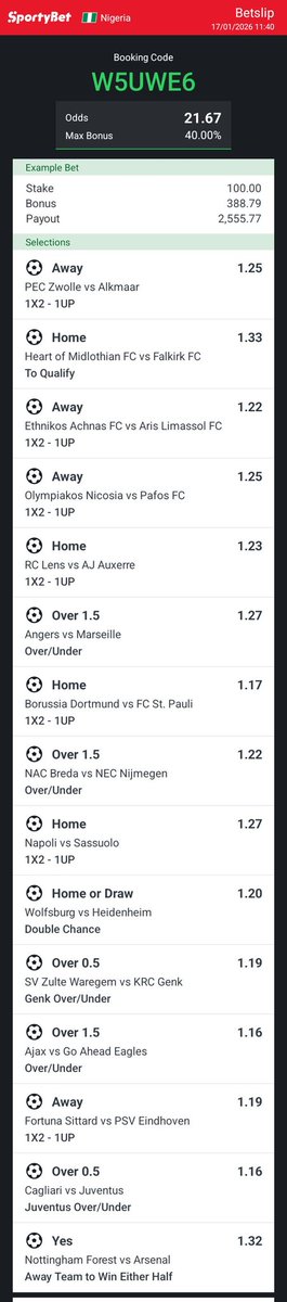 Tips1Bet's tweet image. X6420K 100 odds 
W5UWE6 20 odds ✌🏻💯