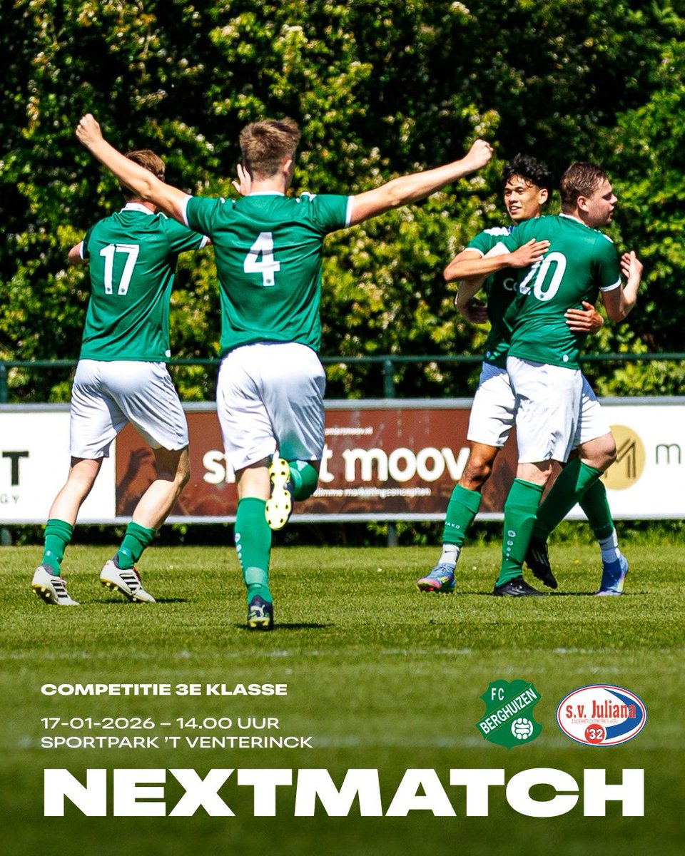 FcBerghuizenZA1's tweet photo. IT'S MATCHDAY! 🟢⚪

Het wachten is voorbij! Vandaag hervat FC Berghuizen 1 de competitie op de zaterdagmiddag.

⚽ FC Berghuizen 1 - Juliana '32
📅 Vandaag, 17 januari
🕑 14.00 uur
📍 Sportpark 't Venterinck https://t.co/at8OVFHDFi