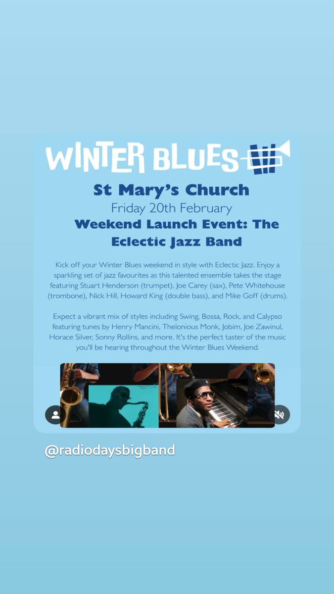 RadioDaysBand's tweet photo. Come along and support Wallingford Winter Blues &amp; Jazz, 20 - 22nd Feb. Many fantastic musicians playing throughout the weekend inc. our MD Joe! Lots of music in lots of  venues. Who can resist a visit to Wally Scott's @ The George!
 https://t.co/J13JqhfWeX

#wallywinterbluesnjazz https://t.co/7cXYGtVaIe