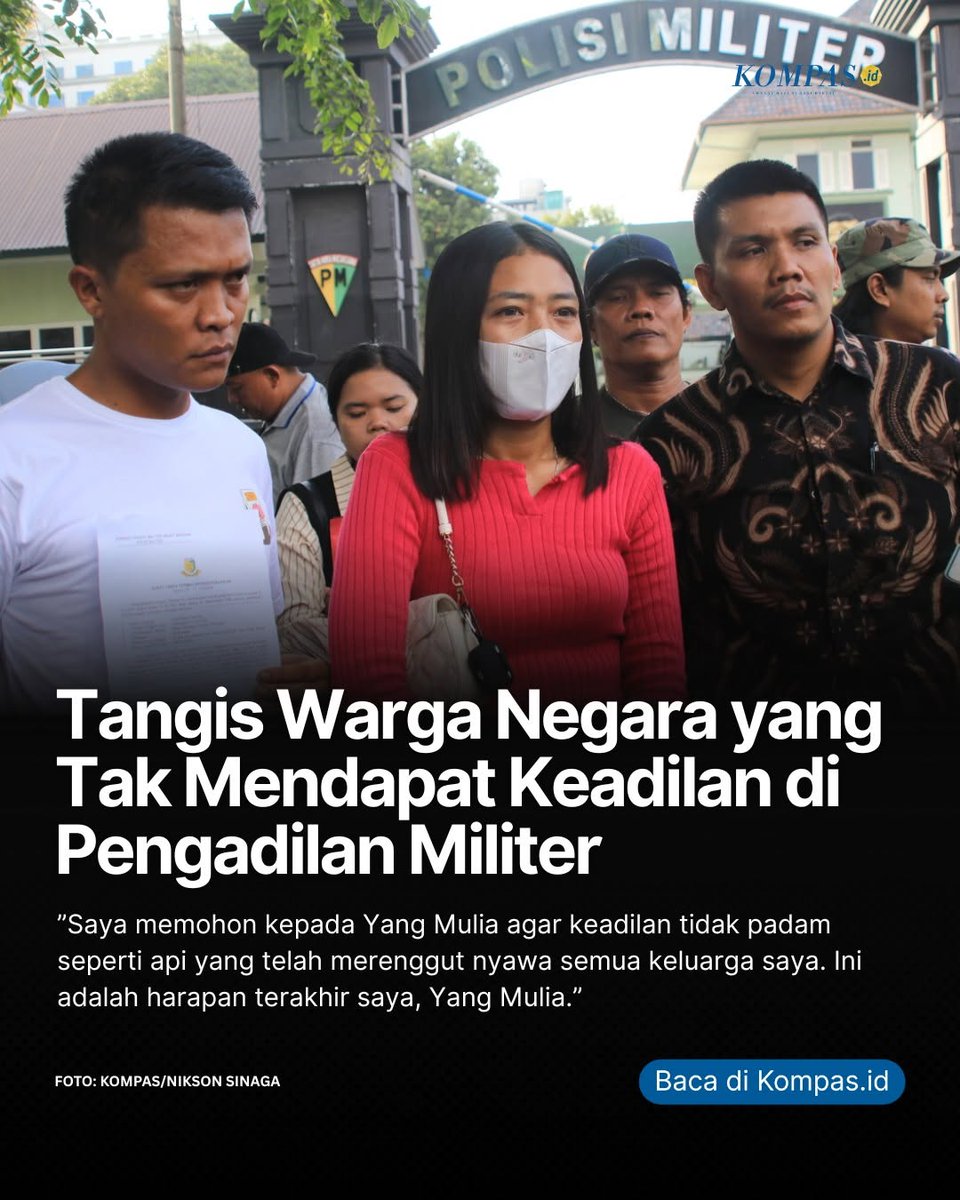 😭😭 Tangis Eva Meliani Pasaribu pecah, sudah hampir dua tahun Eva sebatang kara mencari keadilan atas pembunuhan ayah, ibu, adik dan anak semata wayangnya.

3 pelaku warga sipil telah dihukum, tapi auktor intelektualis yg diduga anggota TNI tak tersentuh sama sekali.