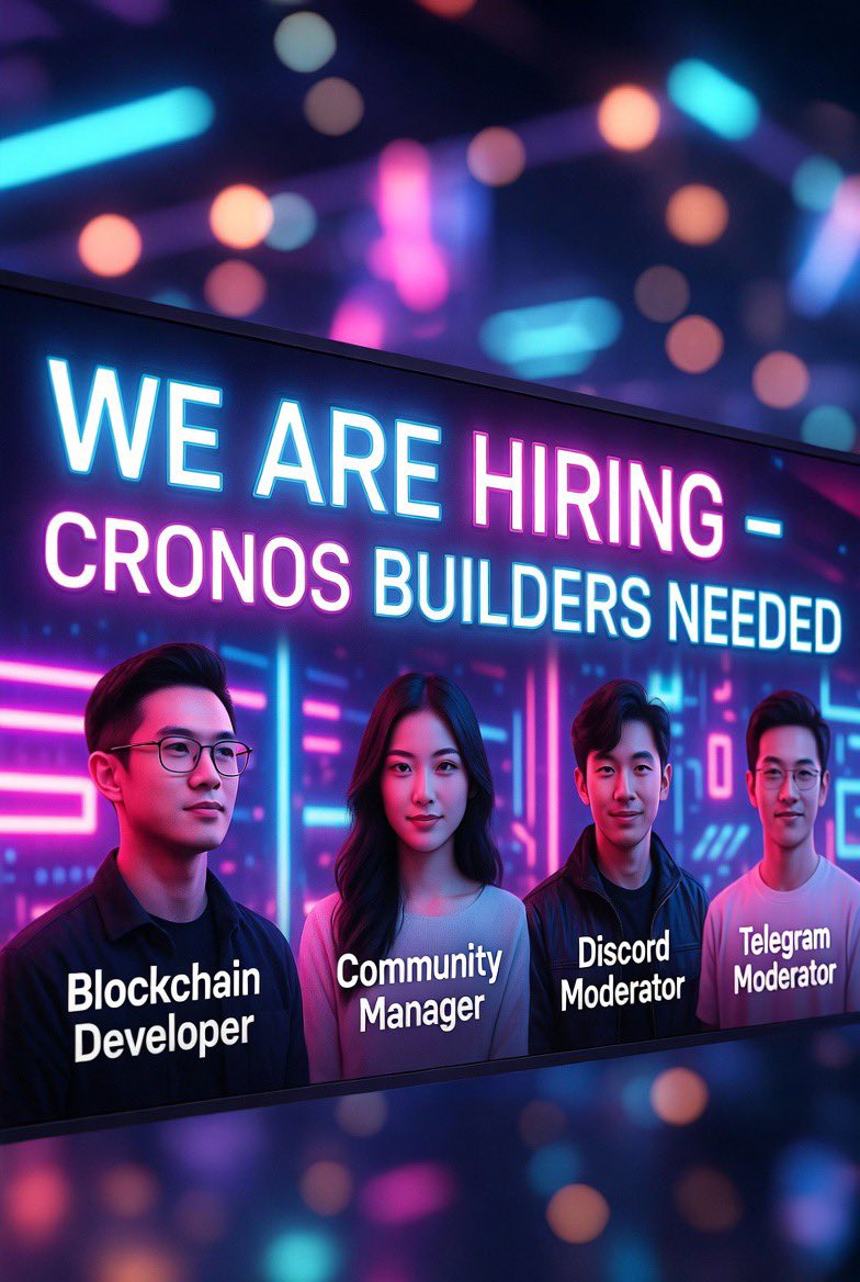 🚨 WE ARE HIRING – CRONOS BUILDERS NEEDED 🚀
Our small but serious Cronos Chain project is expanding the squad!

•  Blockchain Dev (strong Cronos expertise required – EVM, Solidity smart contracts, deployments on Cronos)
Talks are currently ongoing with a candidate, but if no