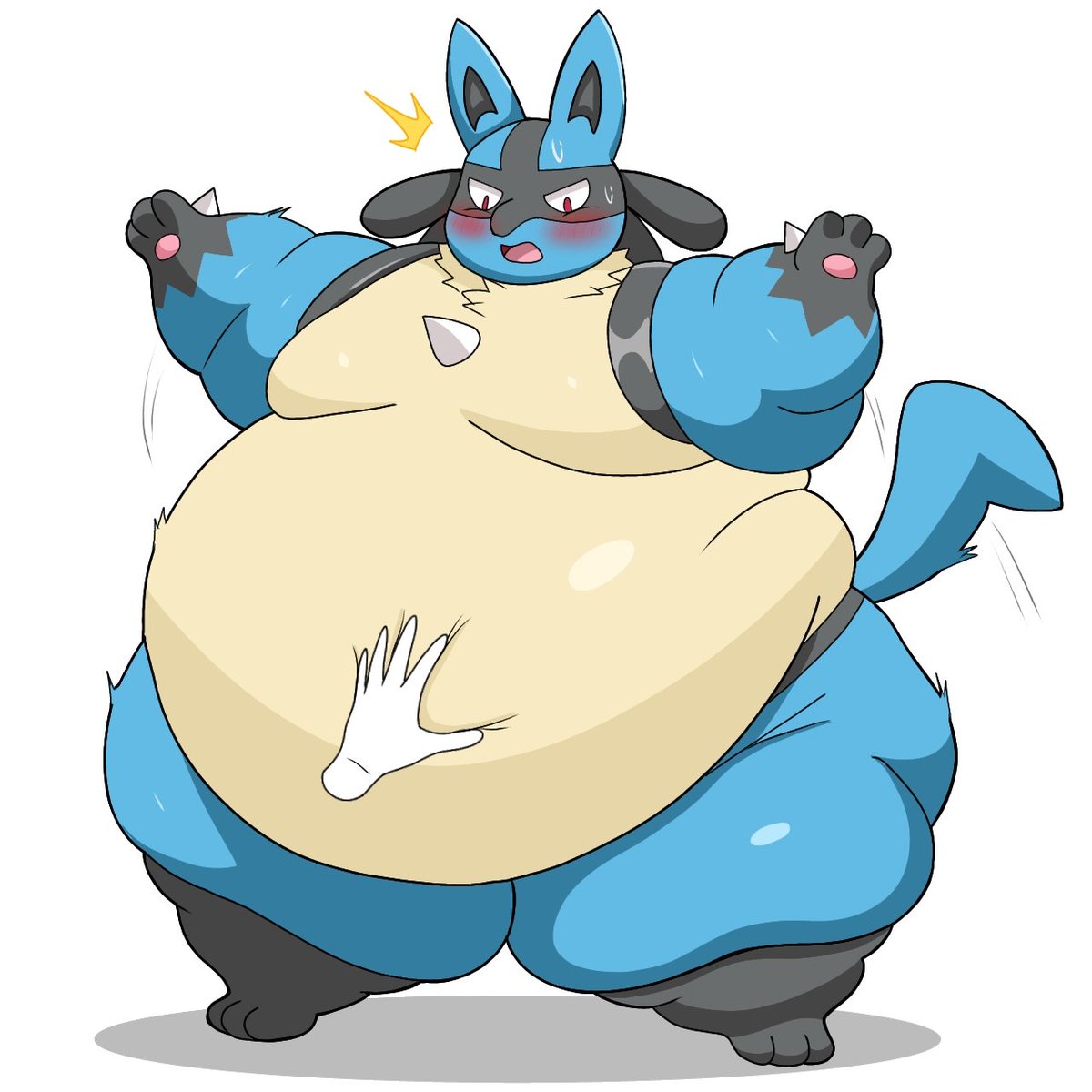 akaiitoteruna's tweet image. でっぷりルカリオのお腹を触る