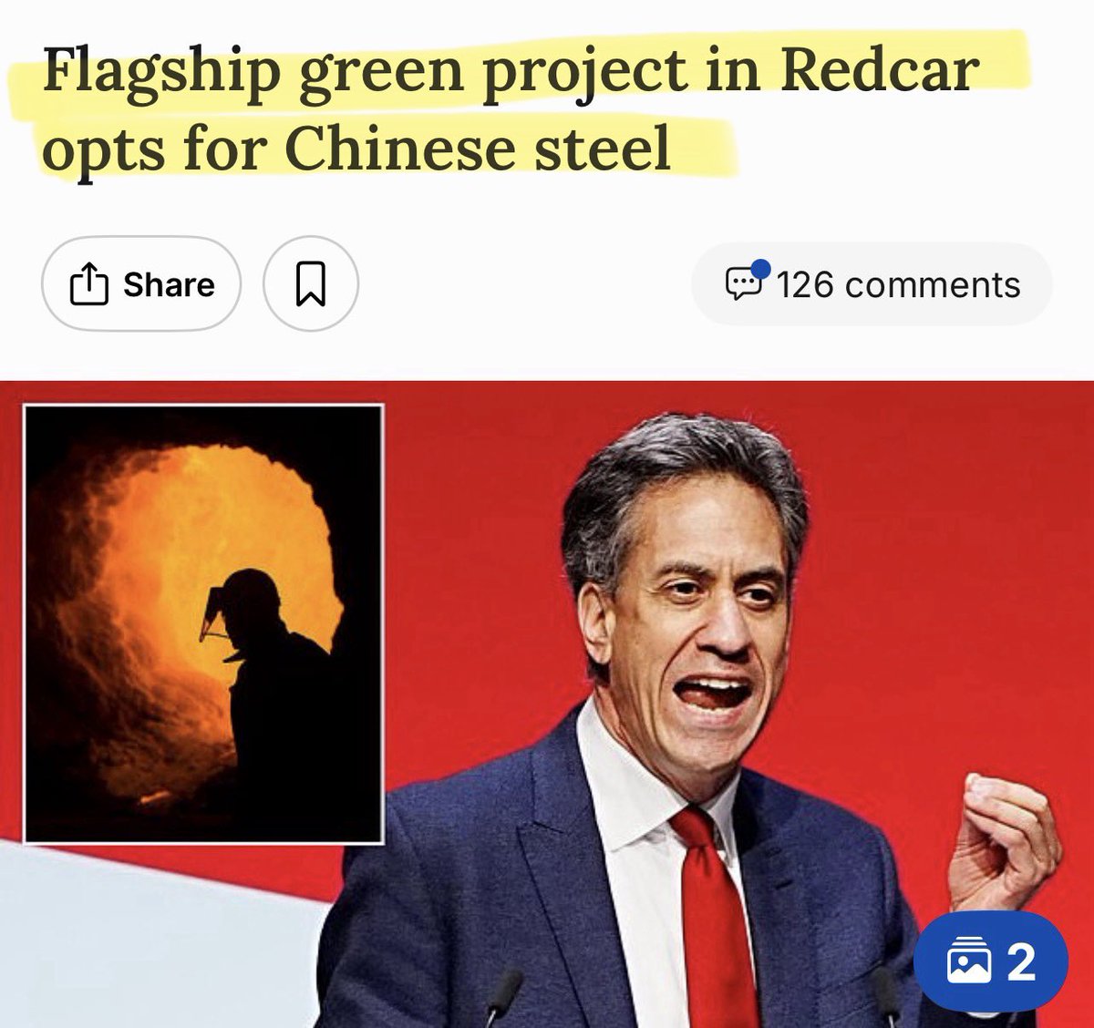 Every single part of the “Net Zero will make the UK more energy secure” line is a lie!

We are utterly dependent on China, for components, manufacturing, minerals. Every supply chain leads back to them.

We can’t even make our own steel. A £4bn taxpayer-funded green power plant,
