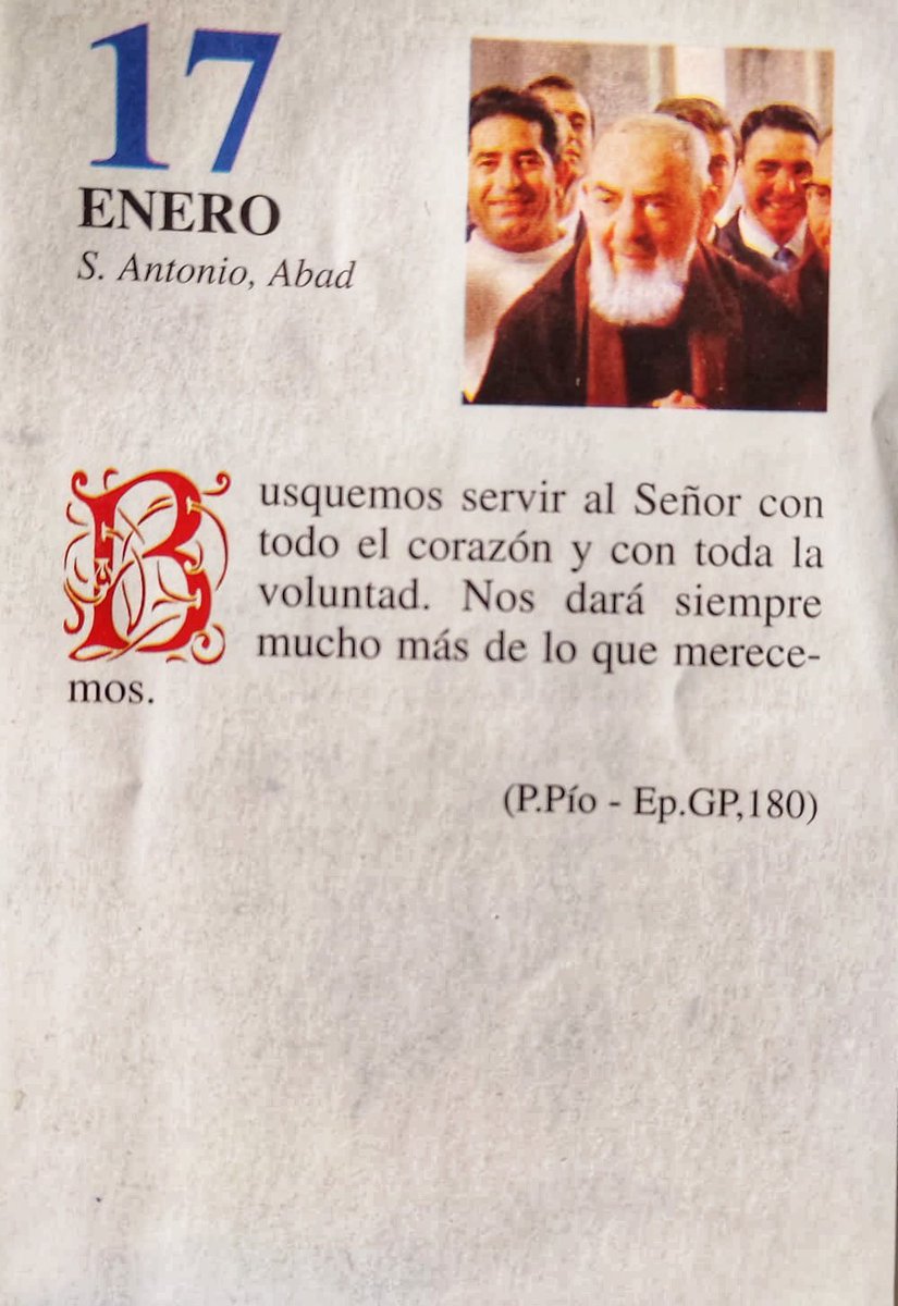 SanPadrePioPiet's tweet image. ¡Feliz Sábado 17 de Enero! 

“Busquemos servir al Señor con todo el corazón y con toda la voluntad. Nos dará siempre mucho más de lo que merecemos.”