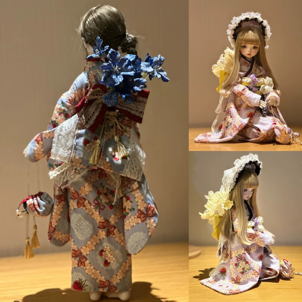 ドール用服 #和服 #着物セット 「椿，紅袖/紫藤夢乃/鸢尾涙」 1/4