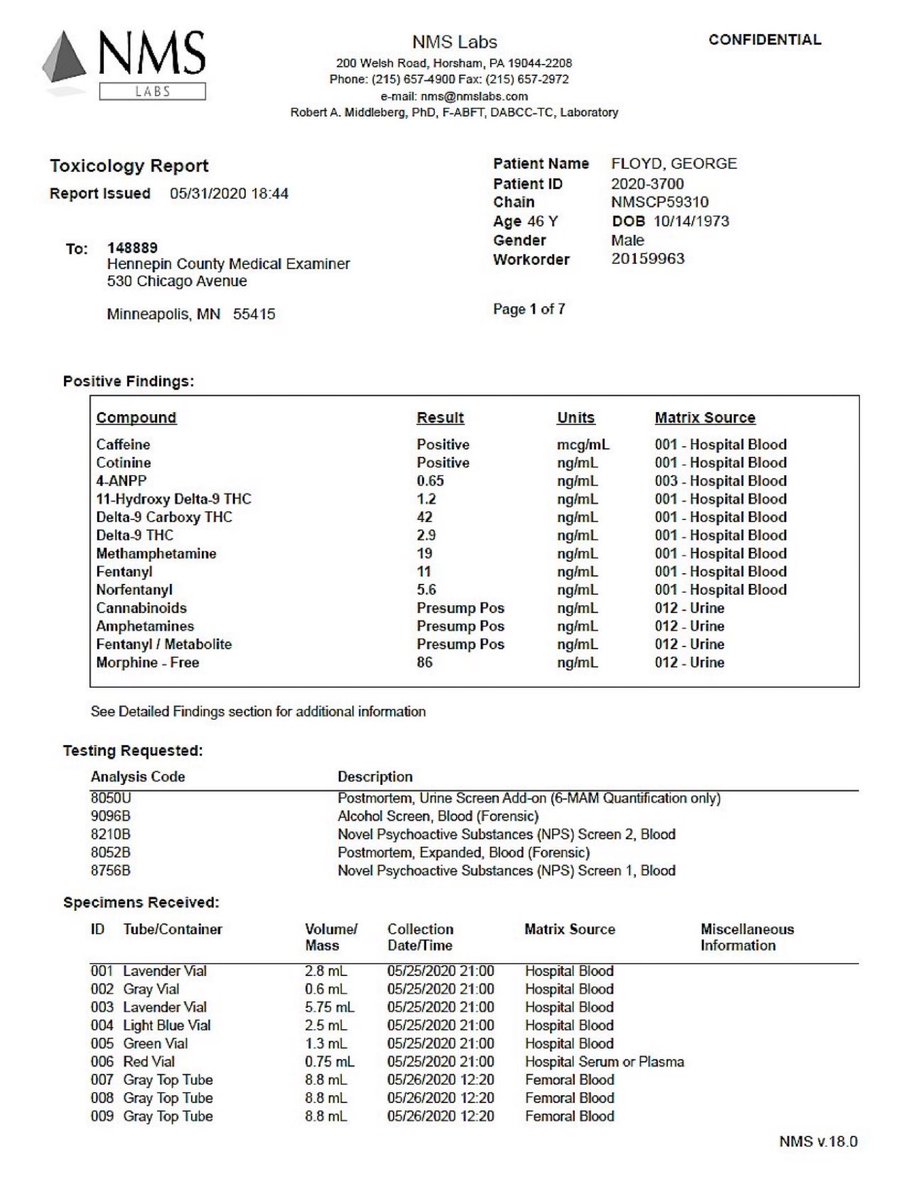 REMINDER:  this was George Floyds toxicology report. 

He died of a drug overdose. 

There wasn't a drug he didn't take that day.
