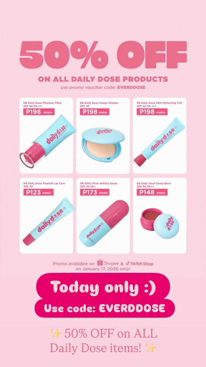 Today only on TikTok and Shopee! Don’t forget to use the promo voucher code: EVERDDOSE 💖🩵 <a href="/EverBilenaPH/">Ever Bilena</a>