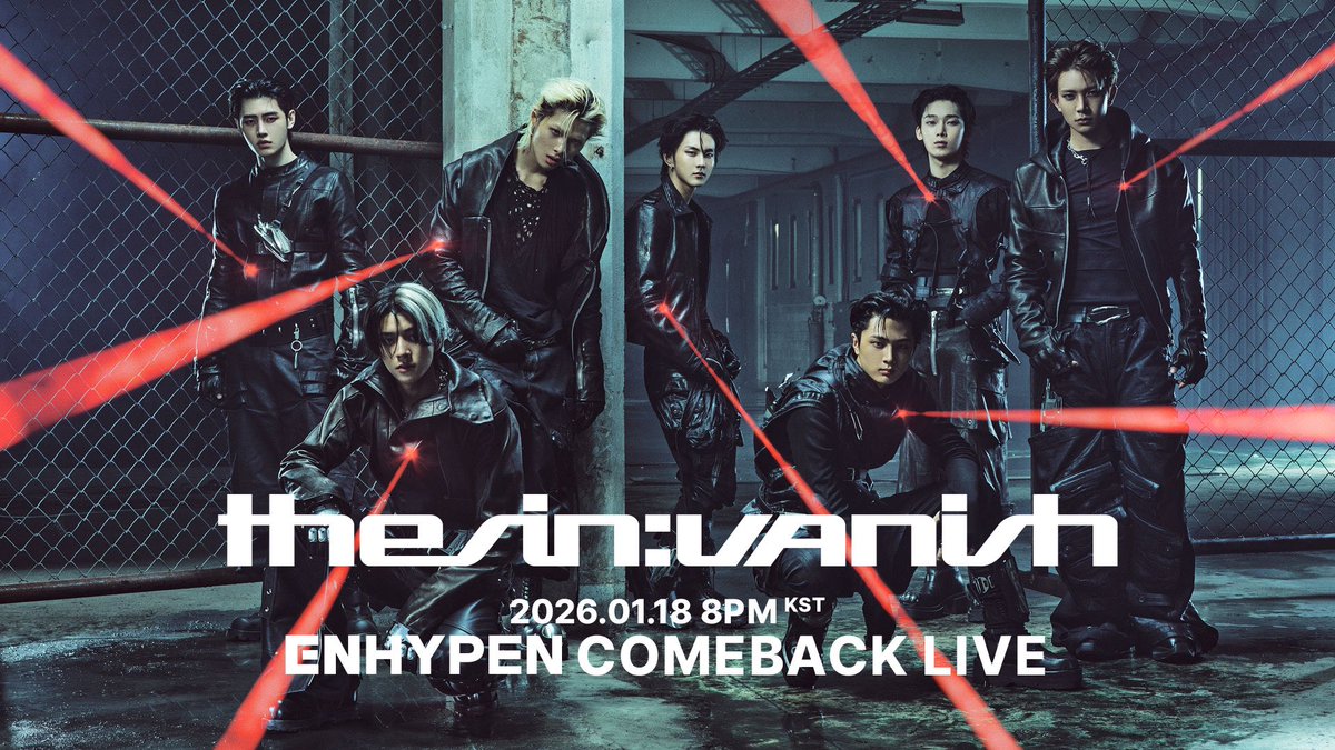 ENHYPEN's tweet image. ENHYPEN COMEBACK LIVE with THE SIN : VANISH 🦇
1월 18일 (일) 밤 8시 

➡️ ENHYPEN Weverse Live

추격을 피해, 은신처 도착!
라이브로 상황 공유합니다.
#ENGENE 응답 바람 🔦
#ENHYPEN #THE_SIN_VANISH