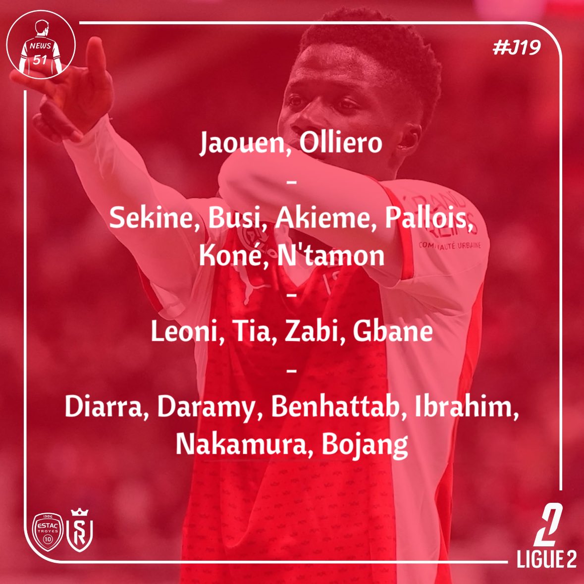 ➡️ Les 18 rémois retenus par Karel Geraerts pour la rencontre face à l’ESTAC à 14 h ! ⚽️🔴⚪️

Salama ❌
Benhattab, Daramy ✅