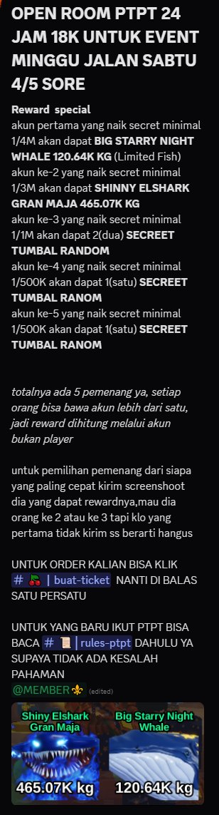 rvusui's tweet photo. -9 untuk ptpt event Minggu, mulai hari ini sore jam 5/6 . yang mau join bisa langsung inbox atau bisa langsung join discord di profil https://t.co/DYci8j2qok https://t.co/c32LDXgHz8