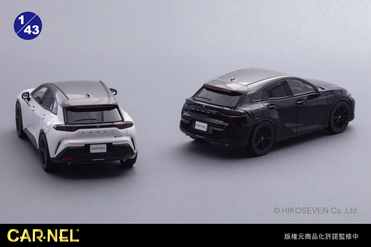 [開発情報] 
クラウンスポーツから"THE 70th"の特別仕様車を1/43スケールで開発中！ブラックとプレシャスホワイトパーツの2色が用意され、天井はどちらもプレシャスメタルの２トーンカラーとなっております。サイドの70周年記念ロゴ入りのデカールも再現しております。
。  
#43ミニカー