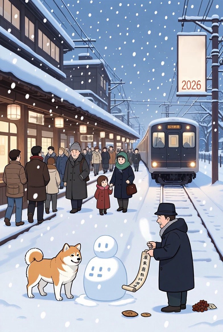HachikoS0L's tweet image. DAY 50 WAITING FOR MY MASTER

The station sighed under a fresh snowfall, commuters tracing paths through white blankets as families bundled against the cold, sharing quiet conversations about the week’s small victories and lingering winter blues. 

The air held the faint aroma of…