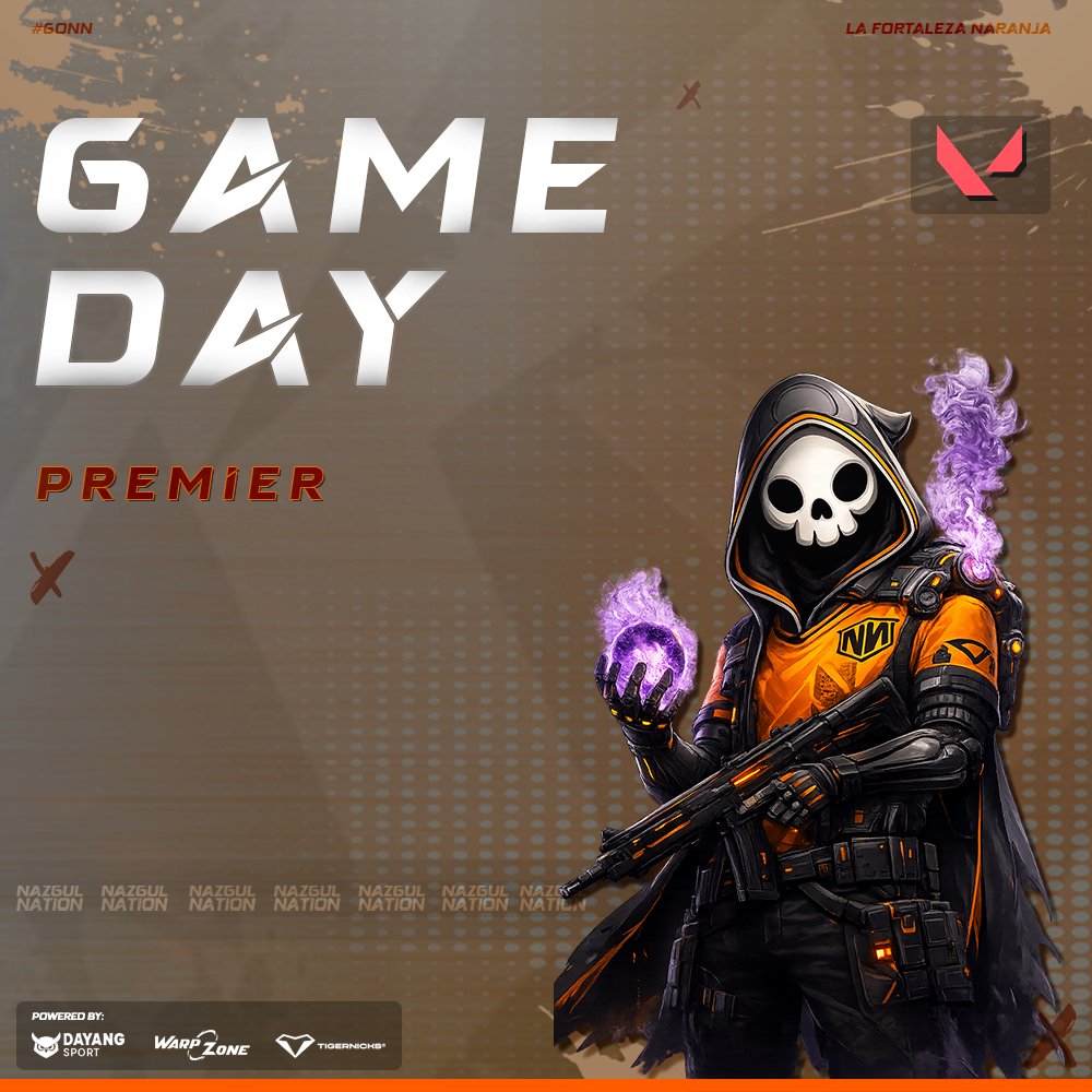 NazgulNation's tweet image. #VALORANT | ¡𝐆𝐀𝐌𝐄𝐃𝐀𝐘!

🏆 | @VALORANTes - Premier
⏰ | 19:15h - 21:15h

𝐑𝐎𝐒𝐓𝐄𝐑
@H1tsVlr 
@davi__017 
@iNSANEvlr_ 
@t1toovlr 
@adlinnVAL 

#GoNN 🧡
