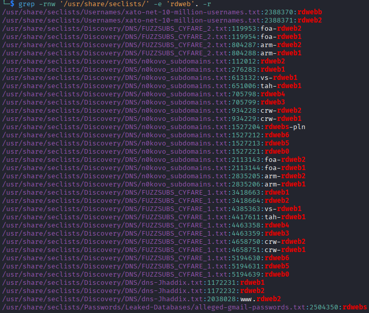 MistSecGroup's tweet photo. Why isn't "rdweb" in the website directory dictionary? Kali's built-in dictionary doesn't even include it. https://t.co/ogQcV0BAzG