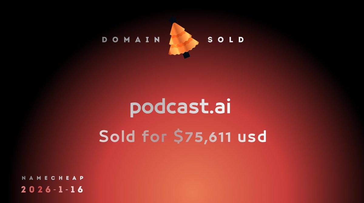 thedraii's tweet image. podcast .ai Sold for $75,611 usd on #Namecheap