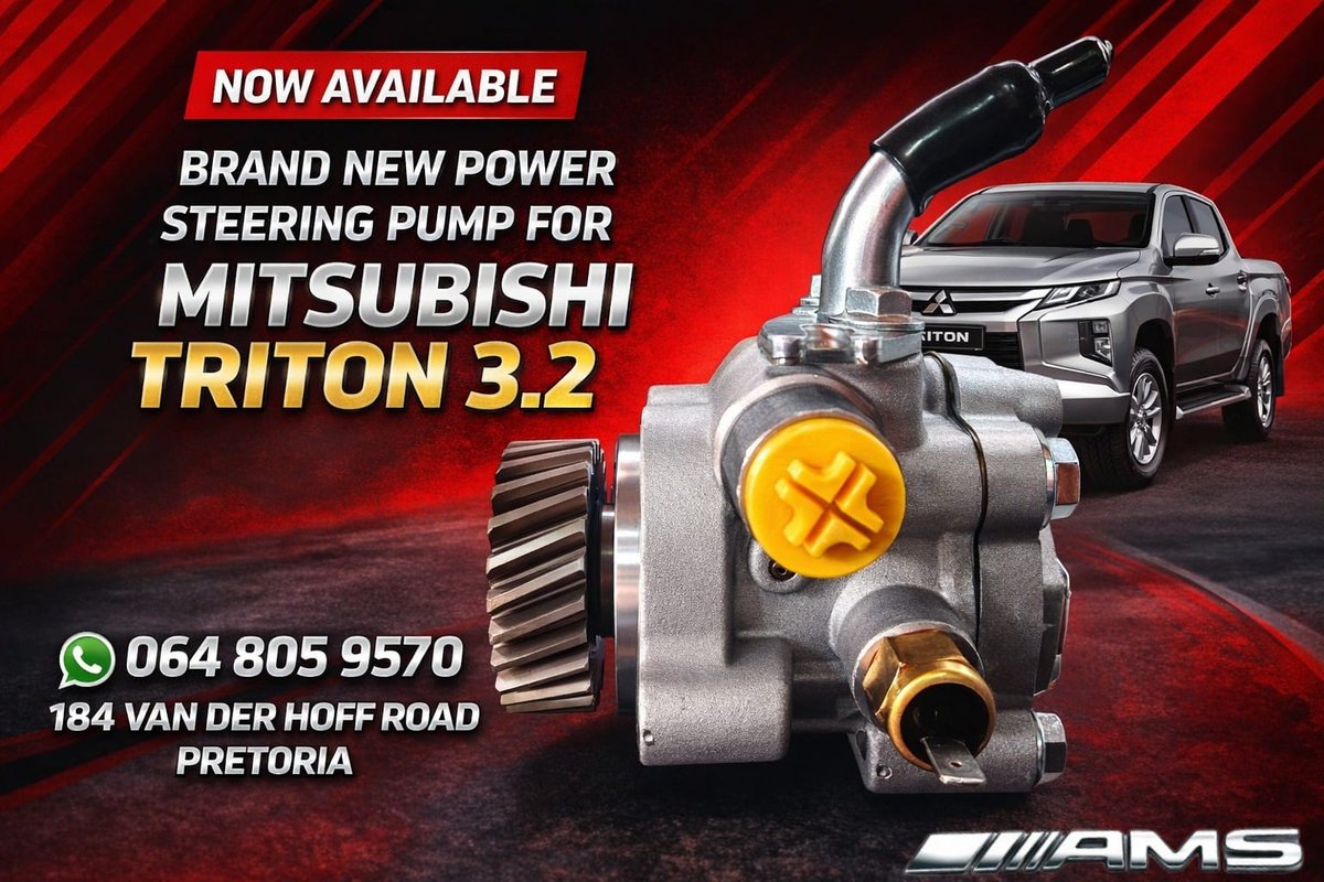 all_spares9759's tweet image. NEW Triton 3.2 Power Steering Pump

Genuine NEW Mitsubishi Triton 3.2 Power Steering Pump — perfect fit, premium quality &amp;amp; long-lasting! 🚗
 Price: Call/WhatsApp for best price!
 
 #MitsubishiTriton #PowerSteeringPump #NewPart #AutoSpareSA
 DM or WhatsApp now to secure yours! 📲