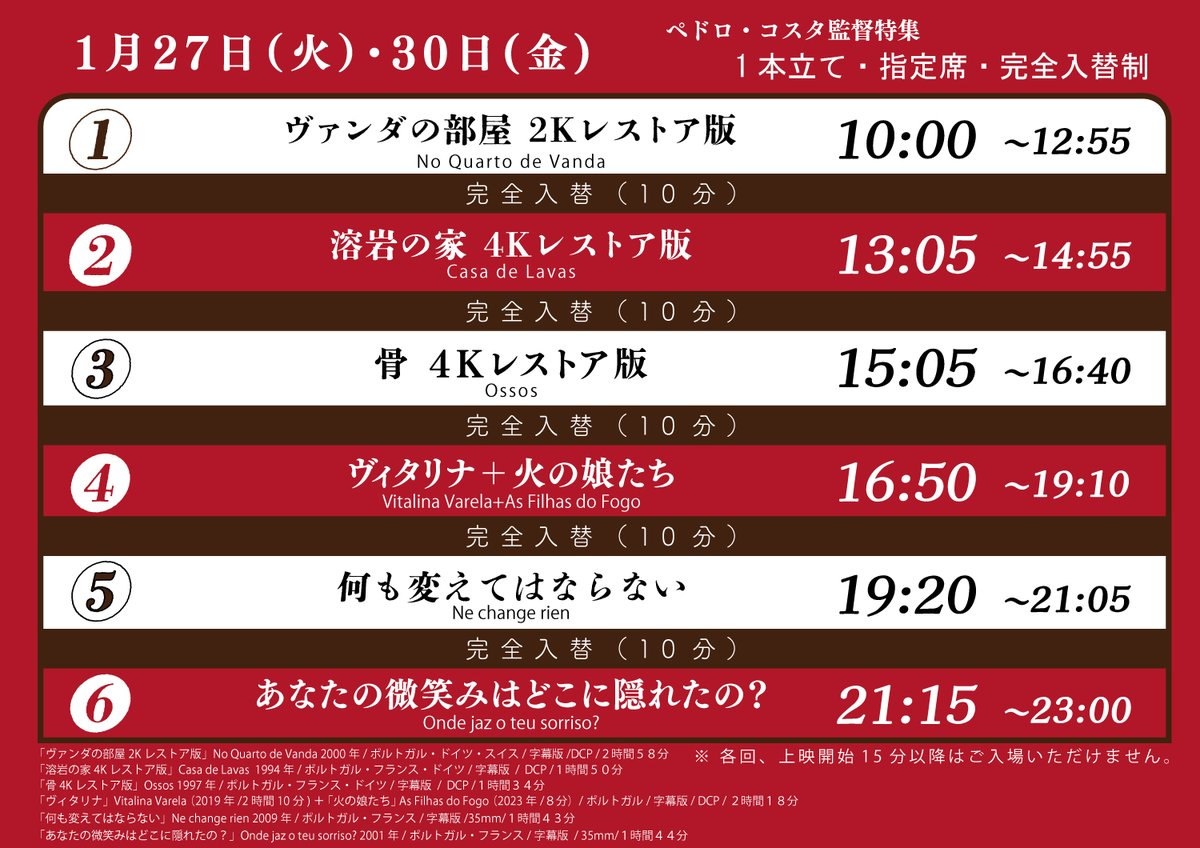 🎞️6日目です🎞️】 🗓️1.30㊎ 〖 #ペドロ・コスタ 監督特集